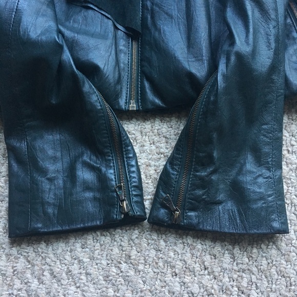Diane Von Furstenberg DVF Dk Green Leather Jacket - Picture 3 of 8